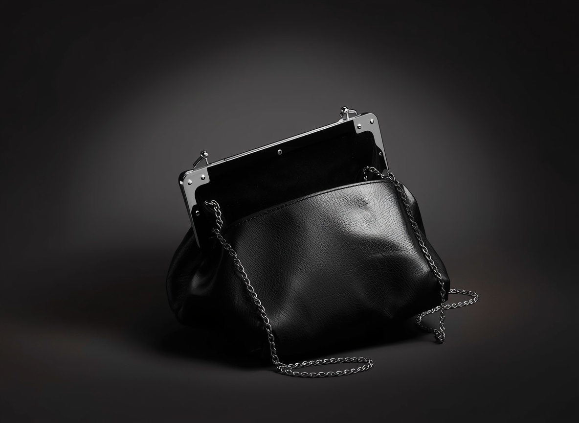 Slyxaronxly Evening Clutch in Midnight Black Leather